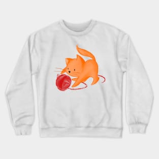 Cute Cat playing with ball of yarn - ginger Crewneck Sweatshirt